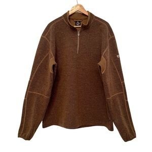 Kühl Mens XXL ThermoKore Thor 1/4 Zip Brown Pullover Sweater Wool Blend Hiking